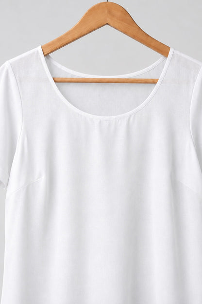 White half-sleeve slip round-neck detail