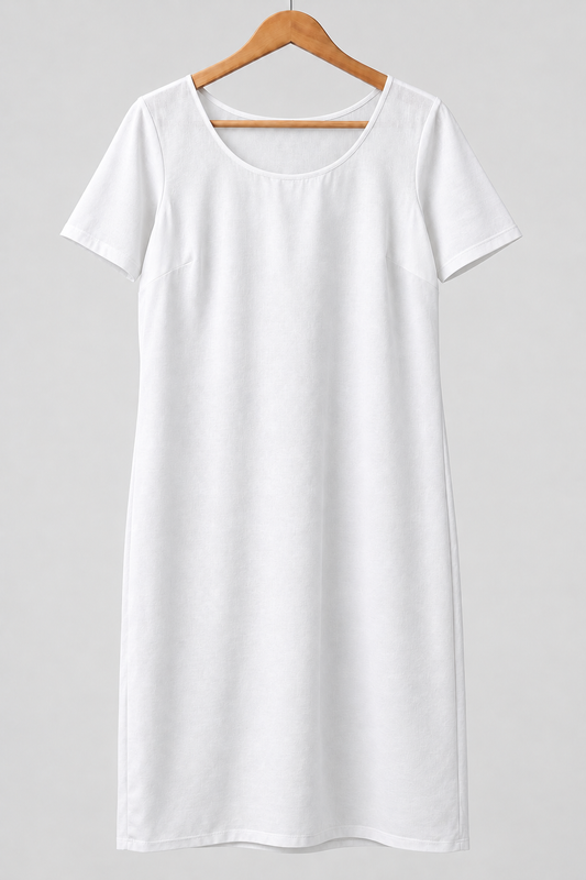 Neechy winter white half sleeve cotton inner slip design on a wooden hanger